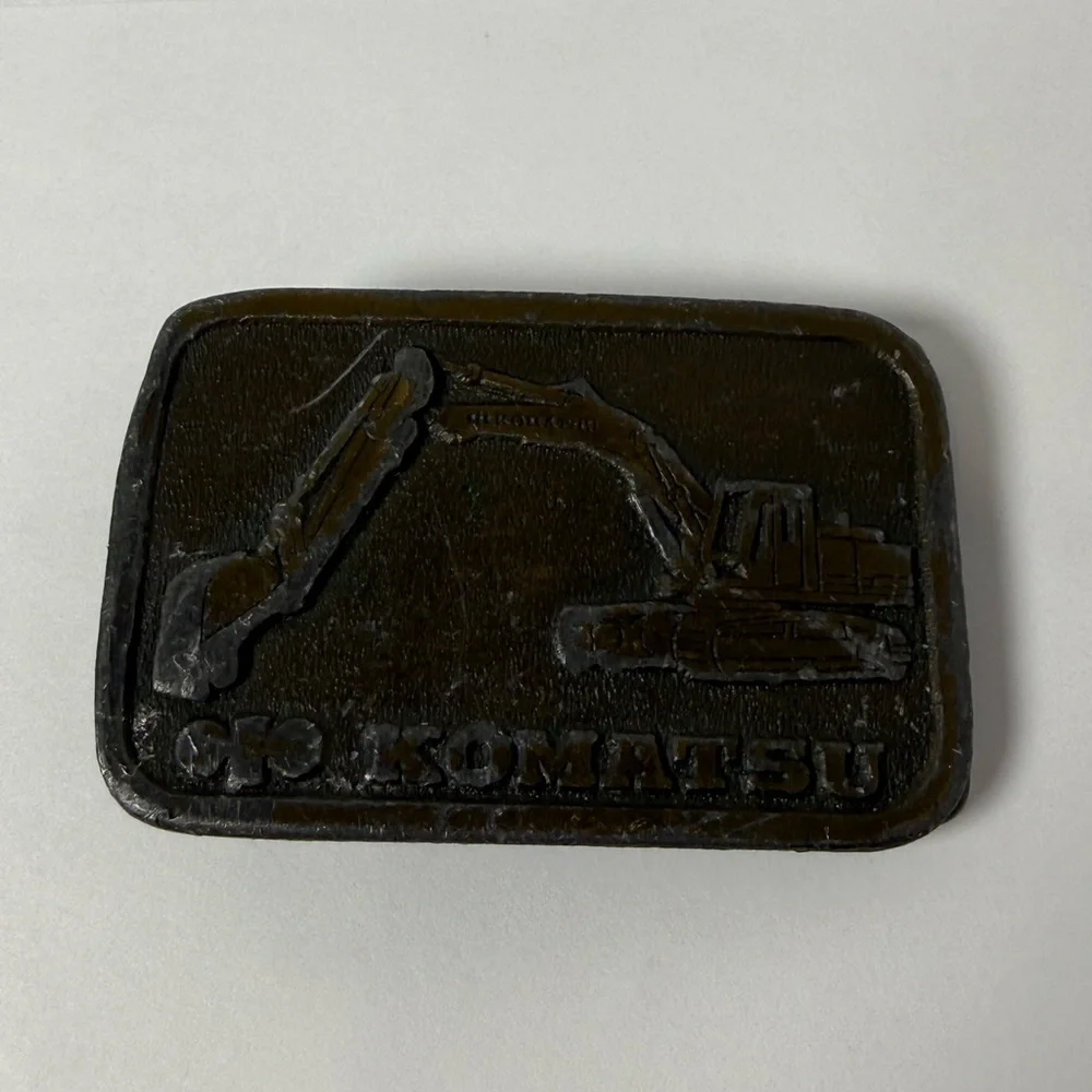 Vintage KOMATSU Construction Heavy Equipment Machinery Belt Buckle Excavator USA